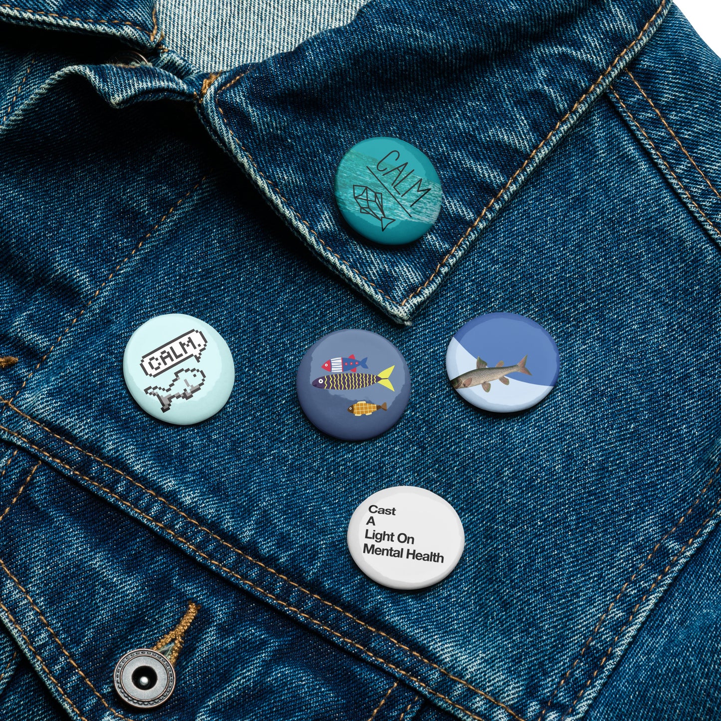 Set of pin buttons