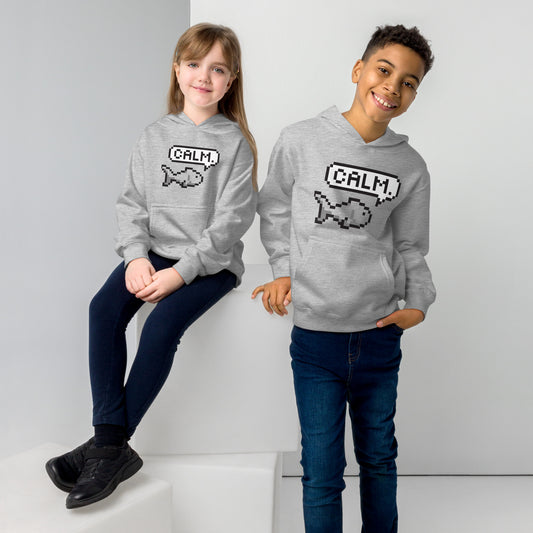 kids hoodie - pixel fish front screen print - more colors!