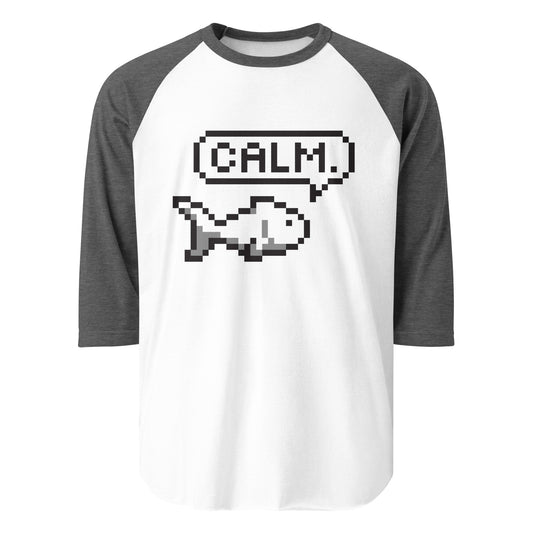 adult 3/4 sleeve shirt - pixel fish front screen print - more colors!