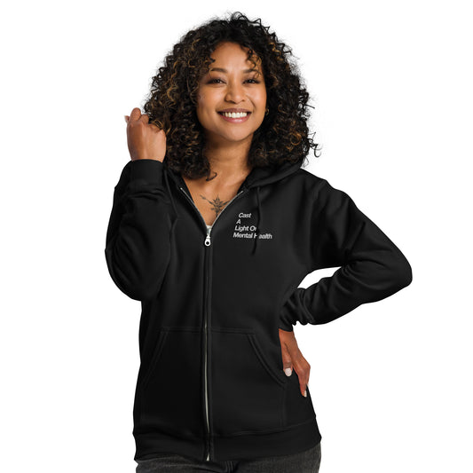 adult zip hoodie - CALM lettering front embroidery - more colors!