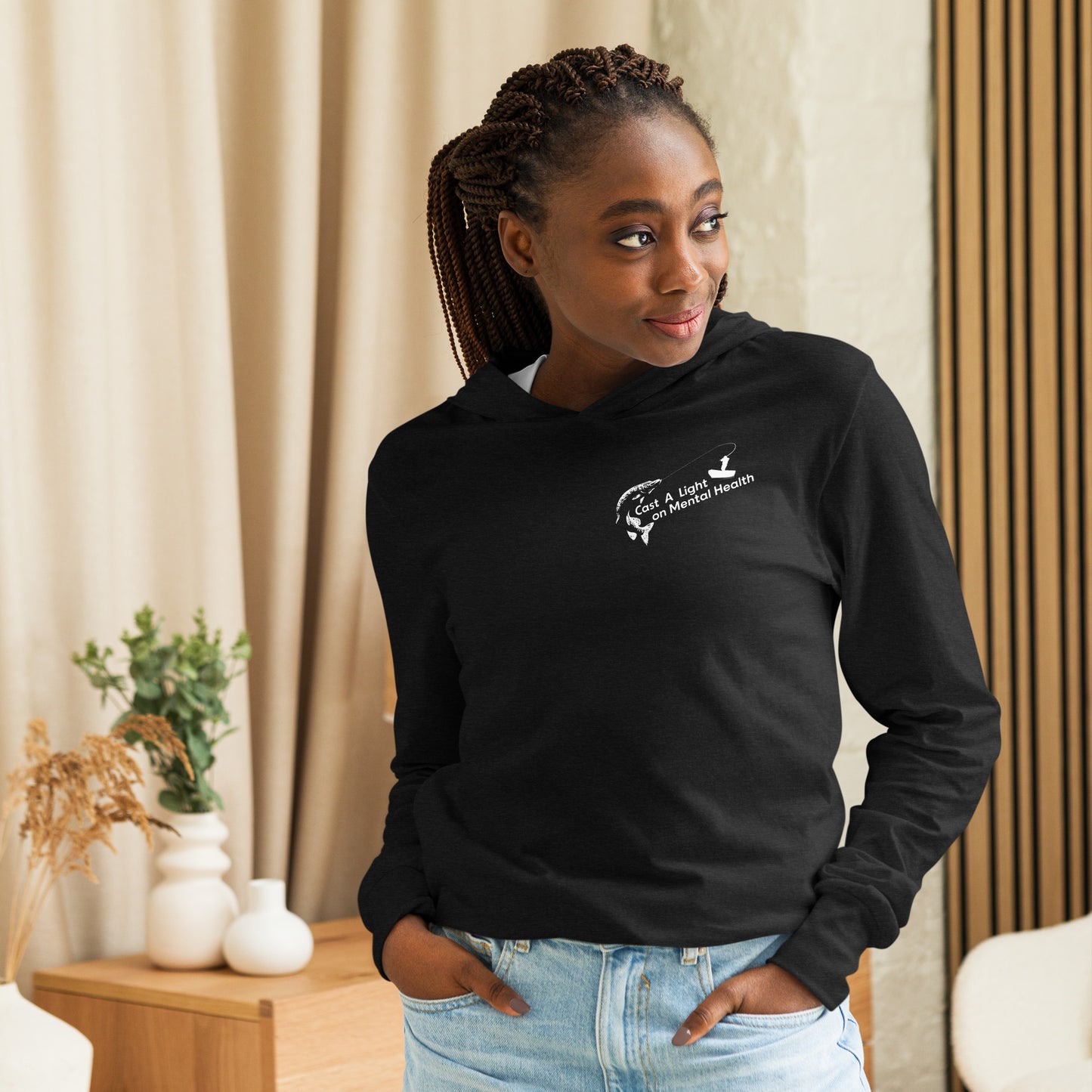 Adult Unisex hooded long-sleeve tee