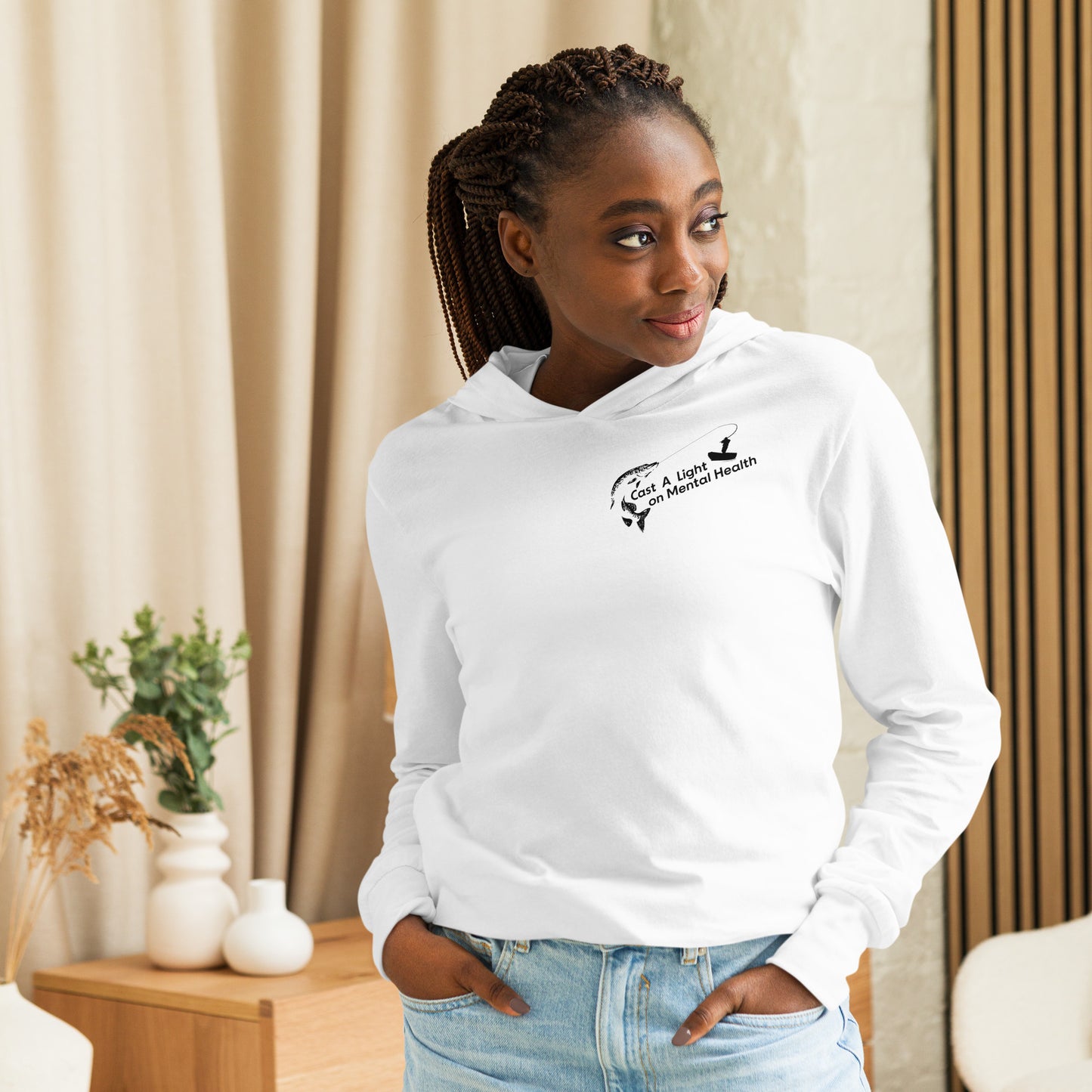 Adult Unisex hooded long-sleeve tee